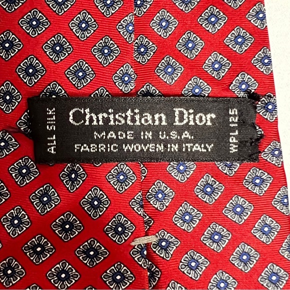 Christian Dior Silk Tie Red Blue‎ design Classic Evening Event - Picture 4 of 5